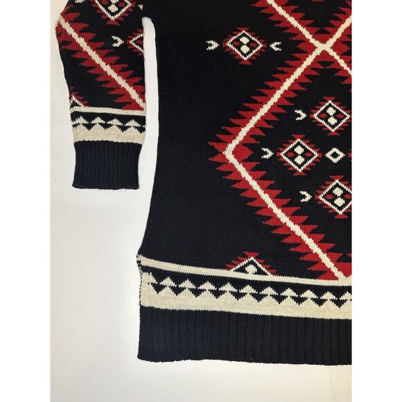 Ralph Lauren Petite Women’s Oversized Sweater Black Red Southwestern Size PL - Picture 3 of 12